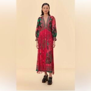 FARM Rio Vibrant Pink and Green Maxi Dress
